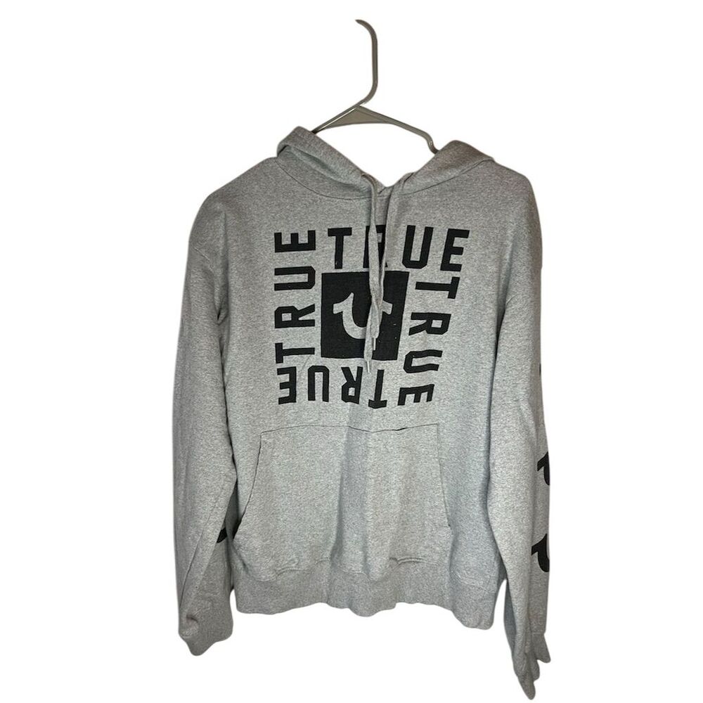 True Religion Men's Gray Graphic Print Pullover Hoodie Size L